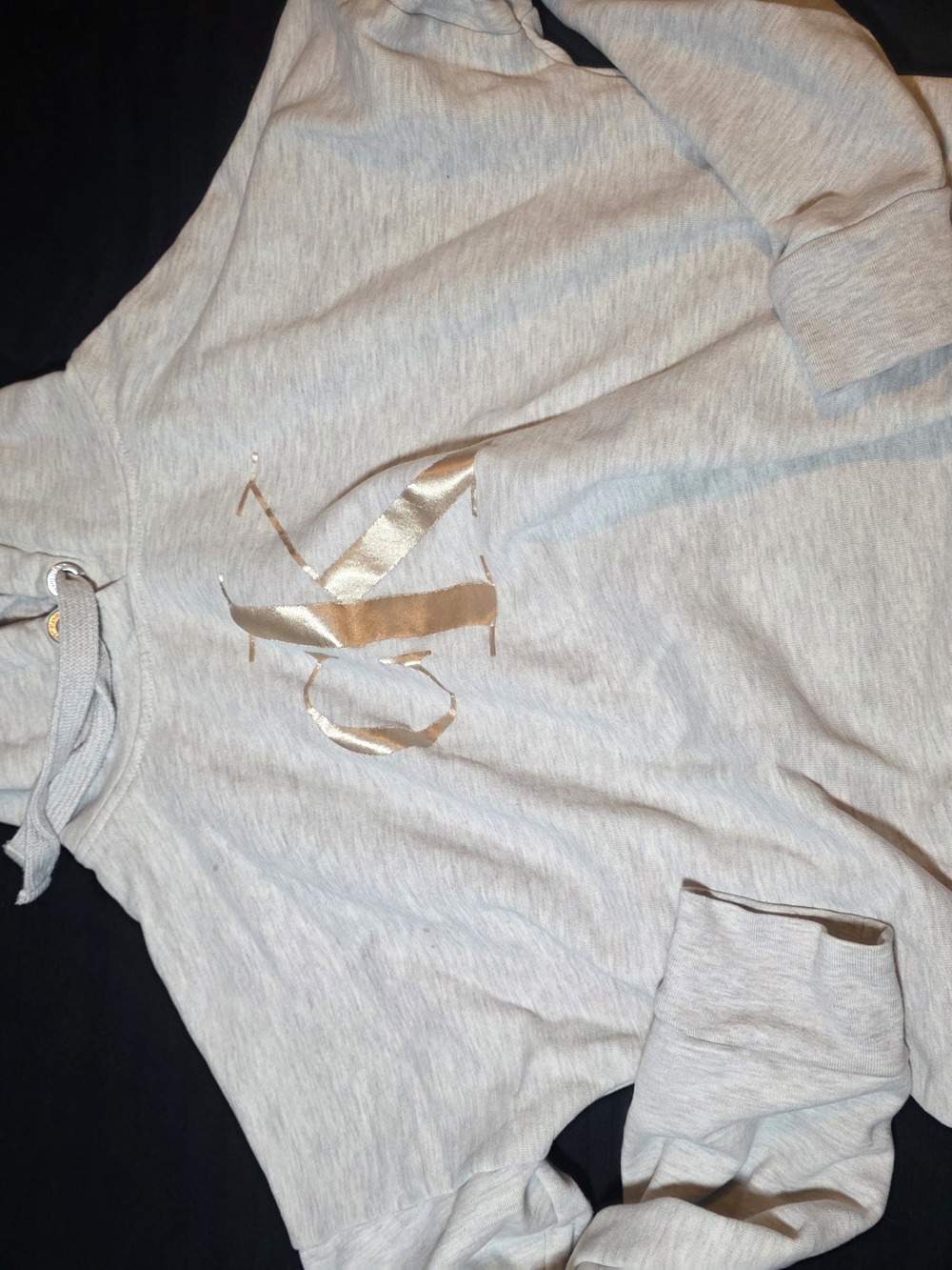 Women’s Light Gray Hooded Sweatshirt with Metallic Logo Calvin Klein
